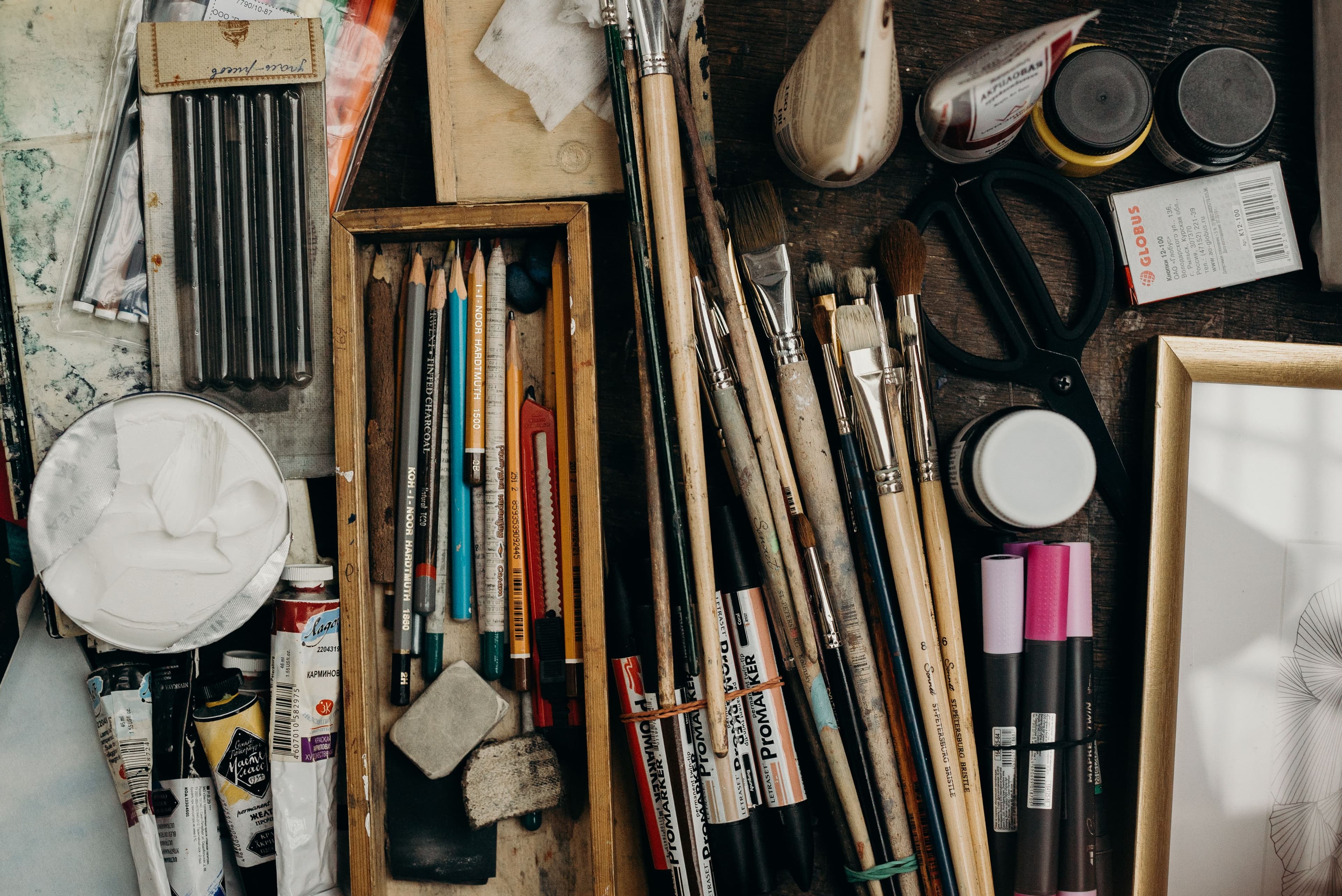 Artist studio painting session