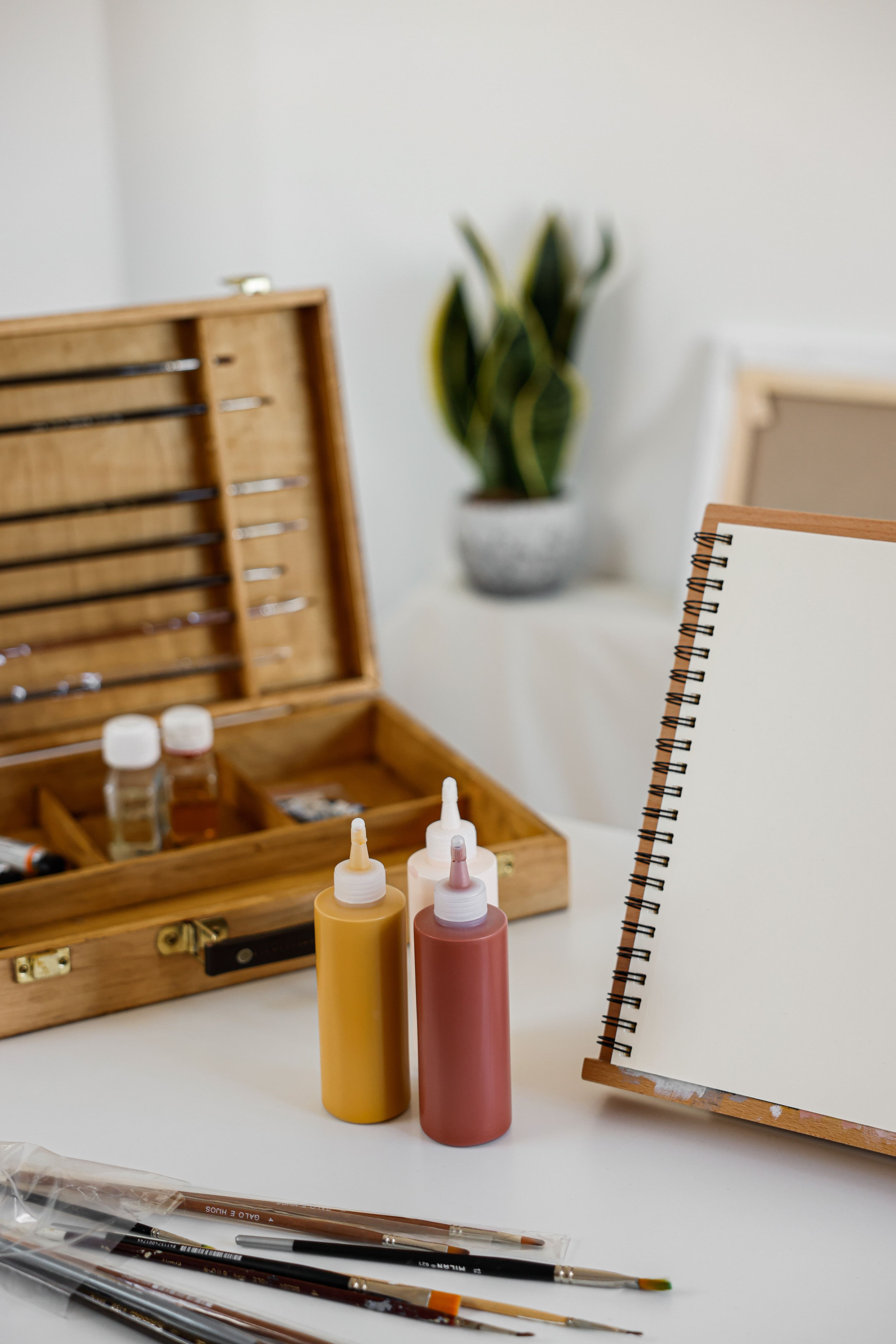 Artist studio painting with acrylics and pastels